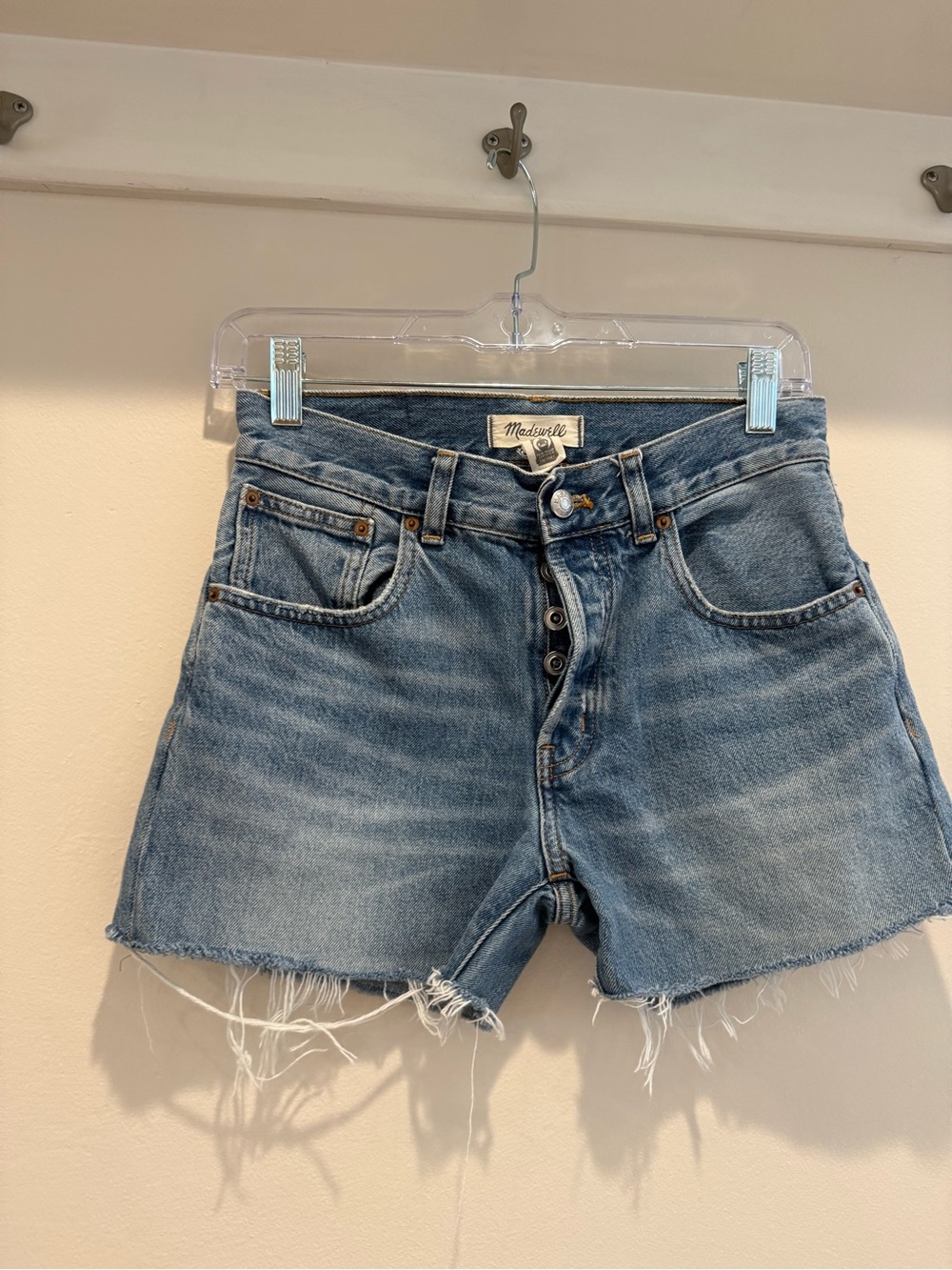 Madewell Light Blue High-Rise Button-Fly Denim Cutoffs